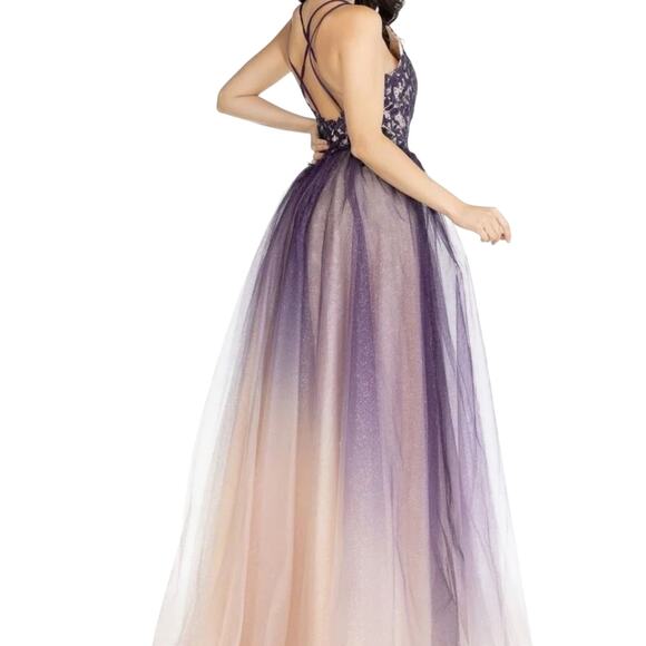 LUCCI LU ABBY PARIS PURPLE GOWN 90110, Size 14, New with Tag MSRP $380 SOO - Picture 3 of 13